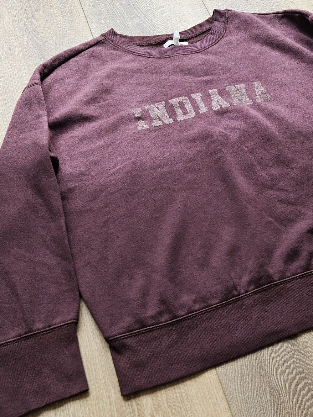 NWT Maurices INDIANA State IU Crewneck Burgundy Purple Ombre Sweater Sweatshirt